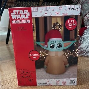 Star Wars Mandalorian Grogu Light Up Inflatable Yard Decoration 5 feet tall NIB